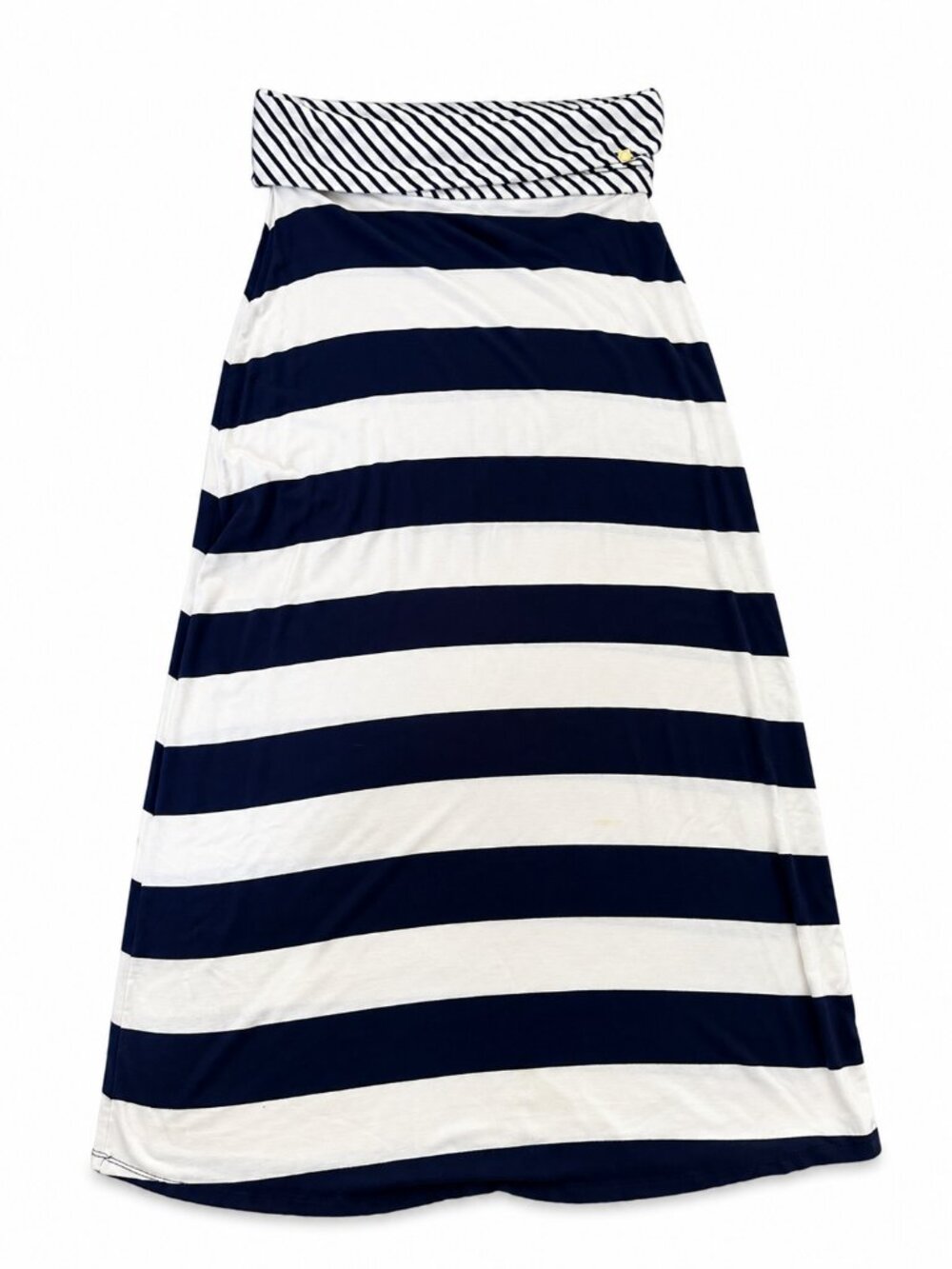 Calvin Klein Navy & White Striped Strapless Midi Dress – Size Small